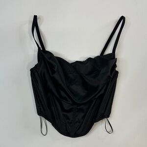 Urban Outfitters Black Satin Corset Top S